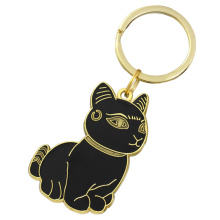 Amostra grátis de metal esmalte macio personalizado para gato inteligente chaveiro chaveiro chaveiro